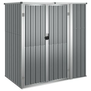 Abrigo p/ ferramentas jardim 161x89x161cm aço galvanizado cinza