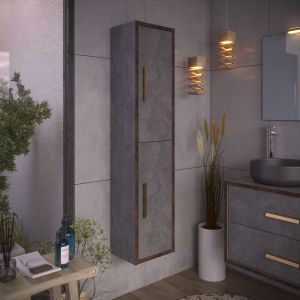 Coluna da casa de banho ido 2 portas 140x31,5x25 cm cinzento t-bath