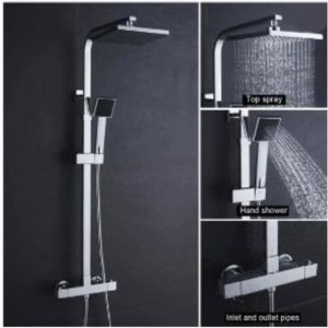 Coluna de chuveiro - auralum - termostático - latão cromado - altura ajustá