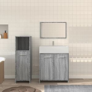 3 pcs conjunto móveis casa de banho madeira proc. Cinza sonoma ptr9795
