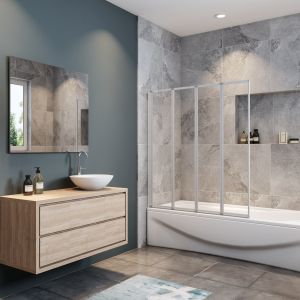 Aica biombo dobrável para banheiro,vidro 4mm,cinza fosco,90x140cm