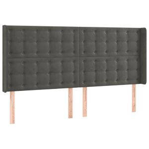 vidaXL cabecero con orejas de terciopelo gris oscuro 163x16x118/128 cm