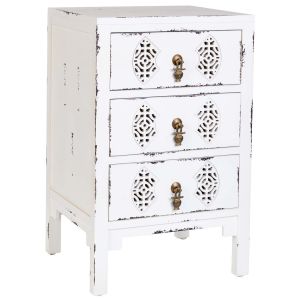 Mesinha madeira com 3 gavetas branco 45x36x70