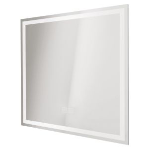 Espelho iluminado laura - cantos retangulares - bordas foscas - 60 x 60 cm
