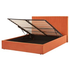 Sommier com arrumação vion veludo laranja 160 x 200 cm