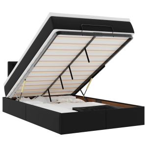 vidaXL cama otomana colchón y LED cuero sintético negro 120x190cm