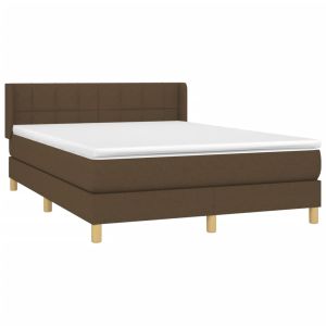 vidaXL cama box spring con colchón tela marrón oscuro 140x190 cm