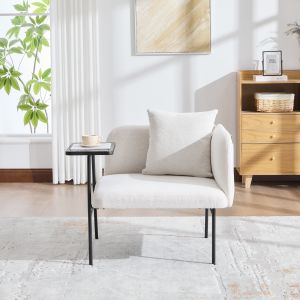 Poltrona com mesa lateral e bolsos bege 71x86x72cm