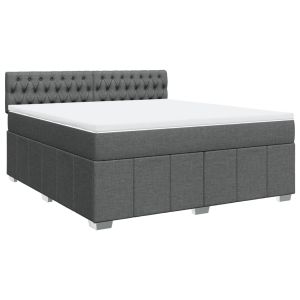 vidaXL cama box spring con colchón tela gris oscuro 180x200 cm