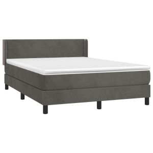 vidaXL cama box spring con colchón terciopelo gris oscuro 140x200 cm