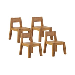 Conjunto de 4 cadeiras de jardim livorno madeira de acácia castanho