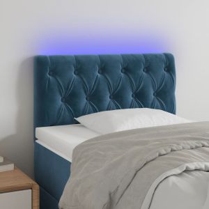 Cabeceira de cama c/ luzes LED veludo 80x7x78/88 cm azul-escuro ptob2832