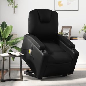 Poltrona reclinável elevatória elétrica couro artificial preto ewg3499