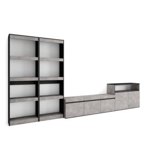 Conjunto de móveis tv, 370x35x186cm, cimento rf3169