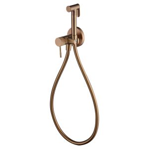 Misturador de bide embutido ouro rosa em latão e aço pvd