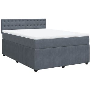 vidaXL cama box spring con colchón terciopelo gris oscuro 160x200 cm