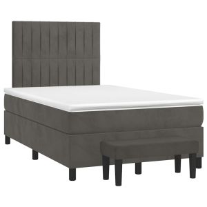 vidaXL cama box spring con colchón terciopelo gris oscuro 120x190 cm