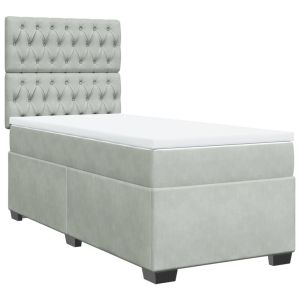 vidaXL cama box spring con colchón terciopelo gris claro 100x200 cm