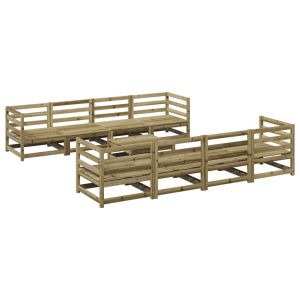 vidaXL juego de sofás de jardín 9 pzas madera de pino impregnada