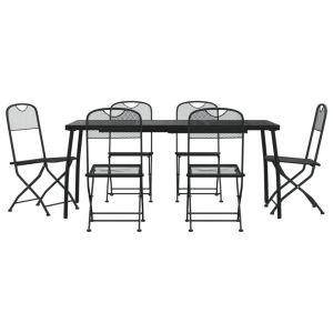 vidaXL juego de comedor de jardín 7 pzas malla metálica gris antracita