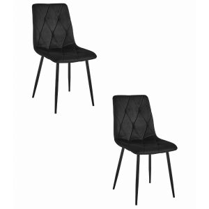 Valora cadeiras tyra veludo preto pés metal modernas x2