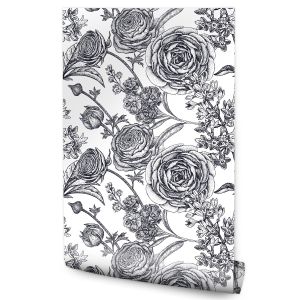 Papel de parede para sala de estar flowers roses nature moderna