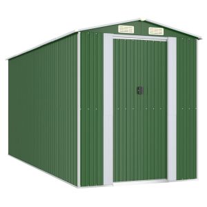 Abrigo de jardim 192x440x223 cm aço galvanizado verde