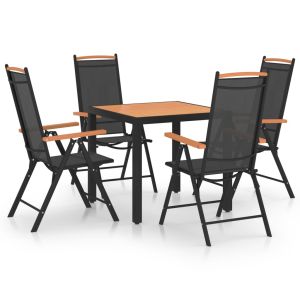 vidaXL juego de comedor de jardín 5 piezas aluminio negro