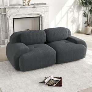 Sofá modular sem estrutura em bombazina cinzento 208 x 103 cm