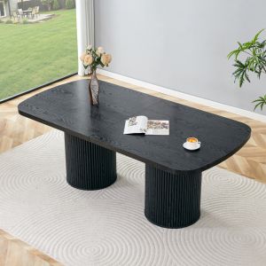 Mesa de jantar oval preta mdf 76x180x90cm