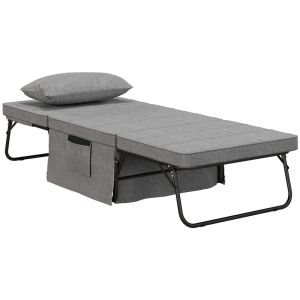 Poltrona convertível em cama 188x75x38 cm aço e poliéster color gris Homcom