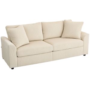 Sofá 3 lugare 212x80x88 cm poliéster color beige Homcom, casa - sófas