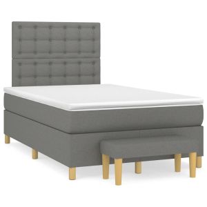 vidaXL cama box spring con colchón tela gris oscuro 120x190 cm