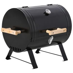 Barbecue a carvão metal e madeira preto 50x35x39 cm