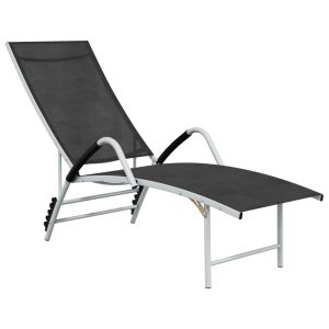 vidaXL tumbona de textilene y aluminio negra