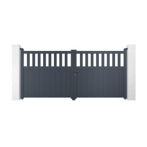 Pacote de portão de batente santis 3m a.140cm + portão 1m a.140cm cinza