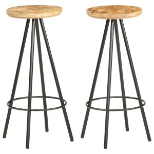 vidaXL taburetes de cocina 2 unidades madera de mango rugosa