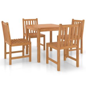 vidaXL conjunto de comedor de jardín de 5 piezas, 80 x 80 cm, madera maciza