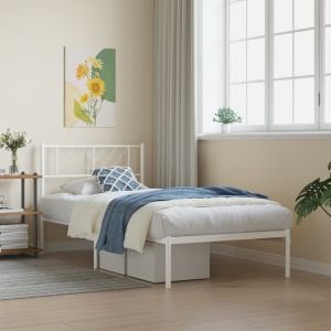 Cama com cabeceira 80x200 cm metal branco pt5655