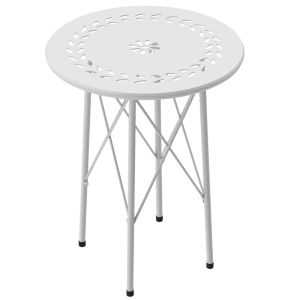 Mesa de jardim ø40x50 cm aço color blanco Outsunny