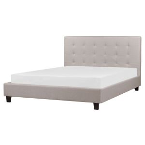 Cama tecido la rochelle 160 x 200 cm cinzento claro