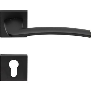 2 puxador roseta quadrada, furação, preto, para porta de entrada.