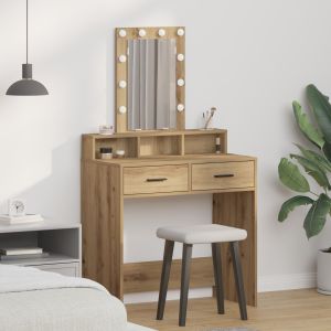 Mesa de maquiagem com luzes LED carvalho artisan 79x41x140 cm wf541165