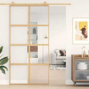 Porta deslizante 102,5x205 cm vidro esg/alumínio dourado ptxt6276