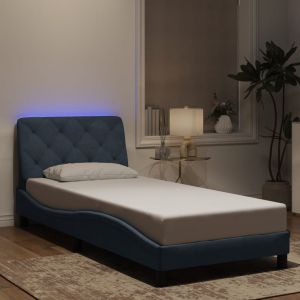 Cama c/ luzes LED 90x200 cm veludo cinza-escuro yht4360