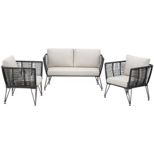 Conjunto de salón para jardim com 1 sofá e 2 sillones, polirattan