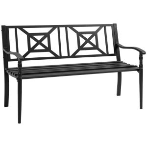 Banco de jardim 128x62,5x81,5cm aço Outsunny