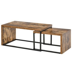 Jogo de 2 mesas de centro 90x48x42 cm mdf, metal color marrón Homcom