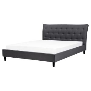 Cama tecido saverne 160 x 200 cm cinzento escuro