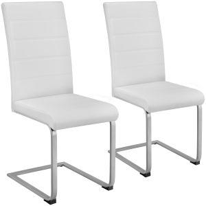 2 cadeiras de sala de jantar altas, forma de c símil cuero branco